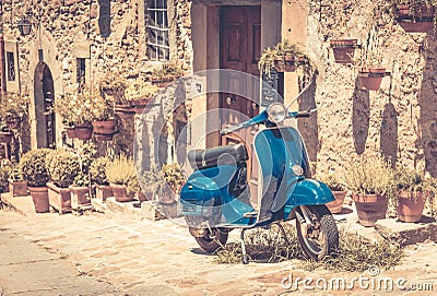 Scooter in Tuscany Stock Photo