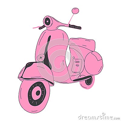 Scooter vintage motorcycle with pink color. Vector illustrator Vector Illustration