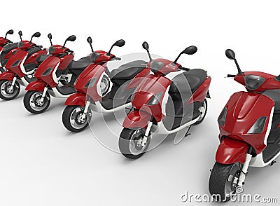 Scooters for rent concept Cartoon Illustration