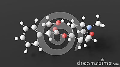scopolamine molecular structure, hyoscine, ball and stick 3d model, structural chemical formula with colored atoms Stock Photo