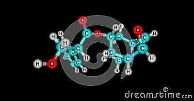 Scopolamine molecular structure isolated on black Cartoon Illustration