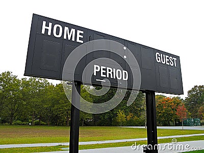 Score board on outdoor sports field Stock Photo