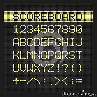 Scoreboard digital font Vector Illustration