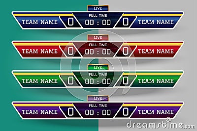 Scoreboard Digital Screen Graphic Template for Broadcasting of soccer, football or futsal, illustration vector design template for Vector Illustration