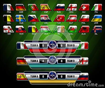 Scoreboard and europe flag Vector Illustration