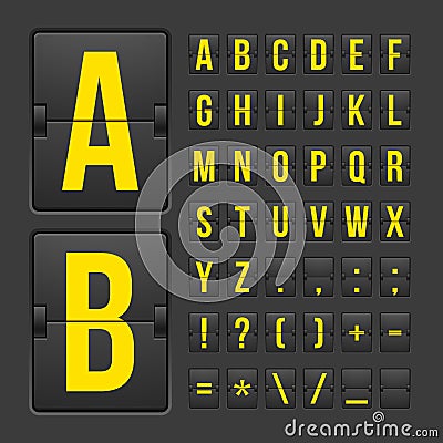 Scoreboard letters and symbols alphabet panel Vector Illustration