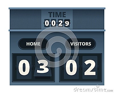Scoreboard. Mechanical counter with flipping numbers soccer sport electronic time panel vector template Vector Illustration