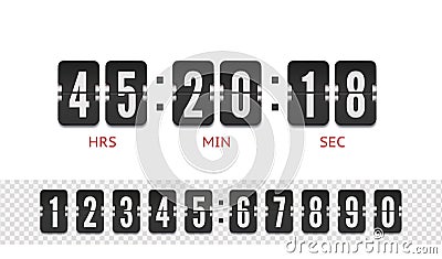 Scoreboard number font. Vector coming soon web page design template with flip time counter. Vector illustration template Vector Illustration