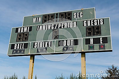 Scoreboard and sky Stock Photo