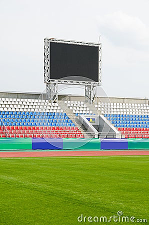Scoreboard at stadium Stock Photo