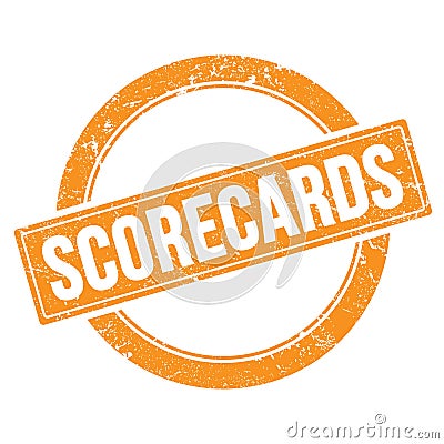 SCORECARDS text on orange grungy round stamp Stock Photo