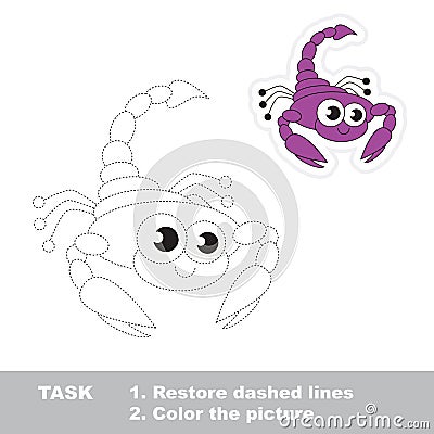Scorpio to be traced. Vector trace game. Stock Photo