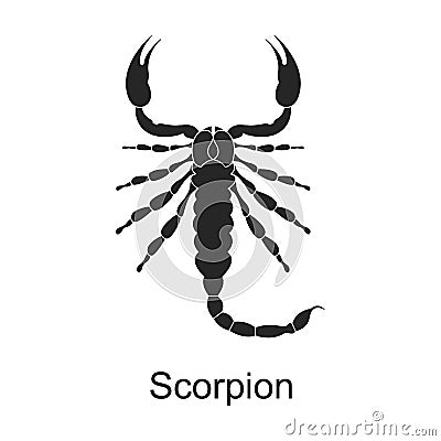 Scorpion arthropod vector black icon. Vector illustration pest insect scorpion on white background. Isolated black Vector Illustration