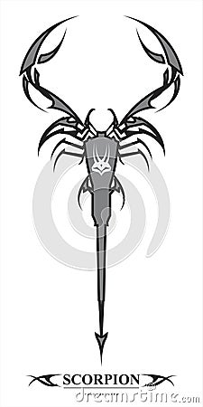 Scorpion. Black Grey scorpion over white background. Cartoon Illustration