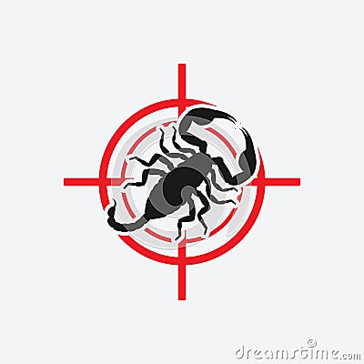 Scorpion icon red target. Insect pest control sign Vector Illustration