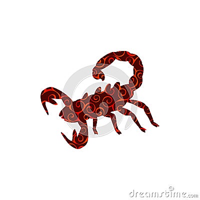 Scorpion sting spiral pattern color silhouette animal Vector Illustration