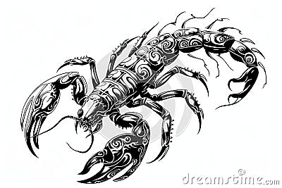 Scorpion tattoo pattern on white background Stock Photo