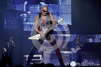 Scorpions band performing live at stadium Editorial Stock Photo