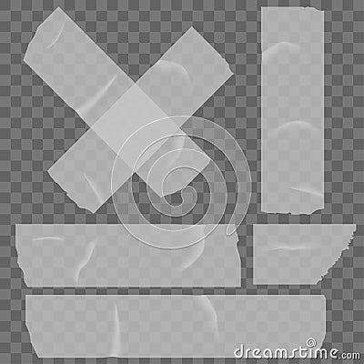 Scotch Duct tape set. Adhesive sticky ripped strip vector Vector Illustration