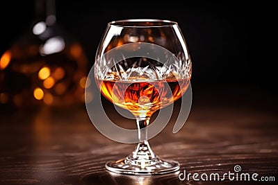 Scotch liquid drink alcohol brandy glass table cognac rum bar beverage whiskey Stock Photo