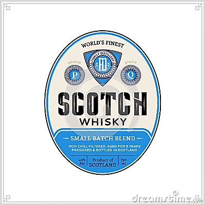 Scotch whisky label template Vector Illustration