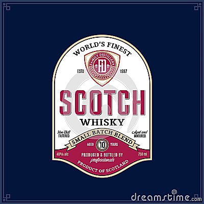 Scotch whisky label template Vector Illustration