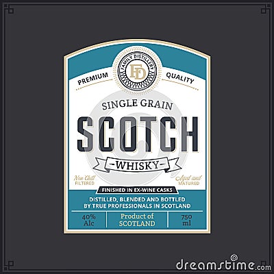 Scotch whisky label template Vector Illustration