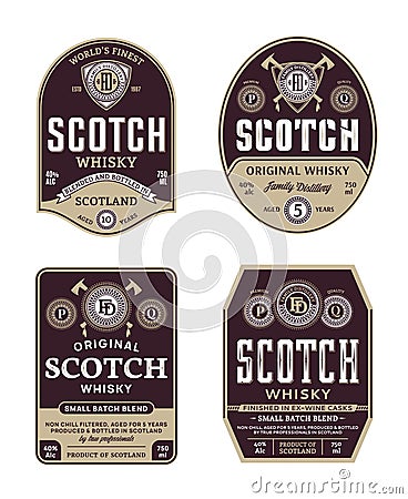 Scotch whisky labels Vector Illustration