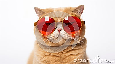 scotish fat cat with red sun glass Stock Photo