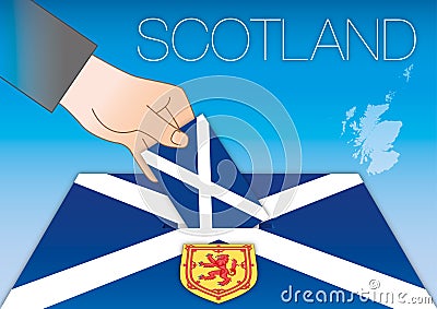 Scotland, ballot box with flag and coat of arms Vector Illustration