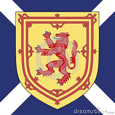 Scotland coat of arms and flag Vector Illustration