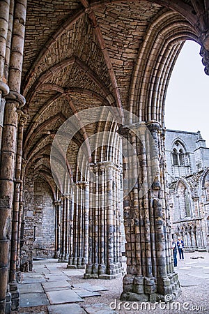 Edinburg. Ruins of Holyrood Abbey founded in 1128 by David I. Editorial Stock Photo
