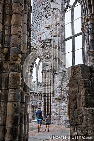 Edinburg. Ruins of Holyrood Abbey founded in 1128 by David I. Editorial Stock Photo