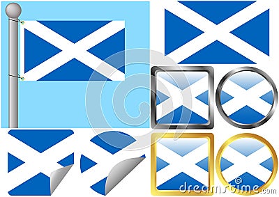 Scotland Flag Set Vector Illustration