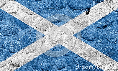 Scotland Flag on a stone wall. Stock Photo