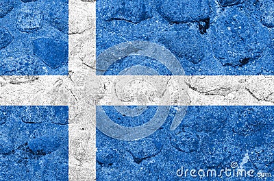 Scotland Flag on a stone wall. Stock Photo