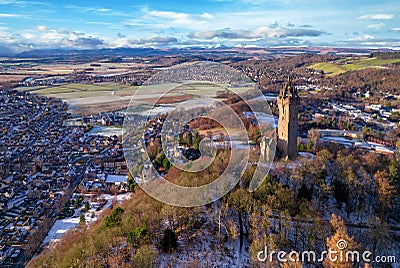 Scotland, monument to William Wallace in the city of Stirling, view from above Stock Photo