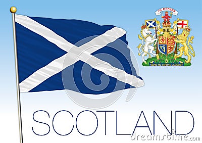 Scotland official national flag and coat of arms, UK Vector Illustration