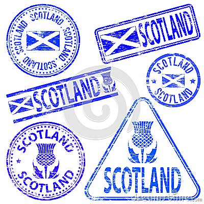 Scotland Rubber Stamps Vector Illustration