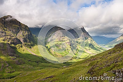 Scotland-Three Sister Mountain range in Glencoe Stock Photo