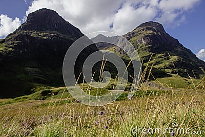 Scotland-Three Sister Mountain range in Glencoe Stock Photo