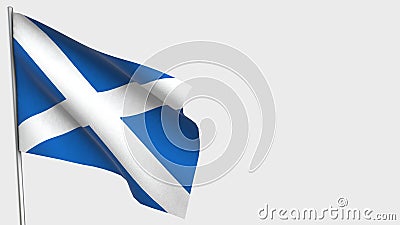 Scotland waving flag illustration on flagpole. Cartoon Illustration