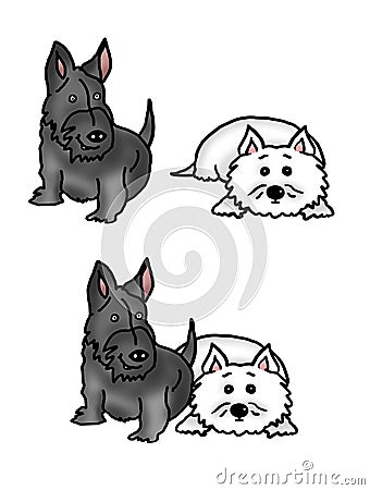 Scottie dog and West Highland Terrier Stock Photo