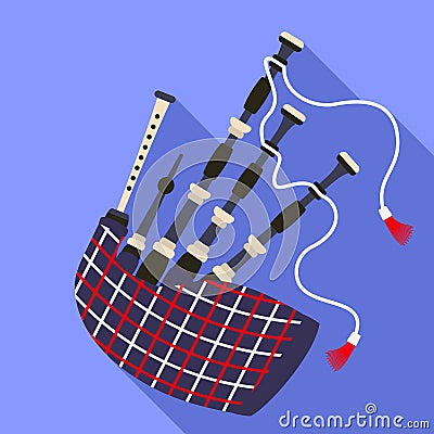 Scottish bagpipes icon, flat style Vector Illustration