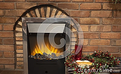 Scottish Christmas by the fireside. Stock Photo
