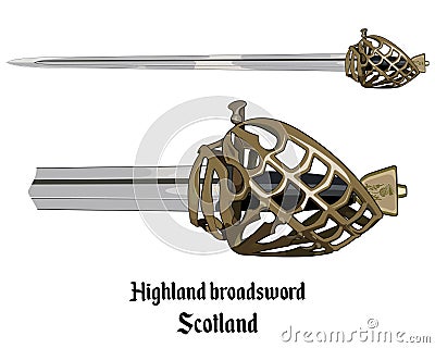 Scottish Highland backsword a hilt stone baskets Vector Illustration