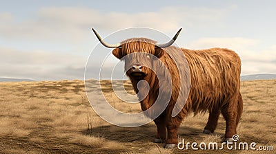 Scottish Highland cattle on the alpine pasture, Scheidseen, Galtuer, Tyrol, Austria. Generative AI Stock Photo