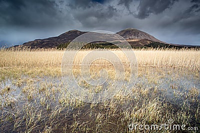 Scottish Landscape Showing Hill Detail With Sky Stock Photo