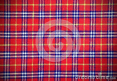 Scottish tartan fabric with colored rectangles Stock Photo