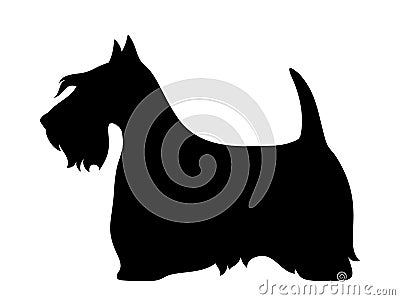 Scottish terrier dog. Vector black silhouette. Vector Illustration